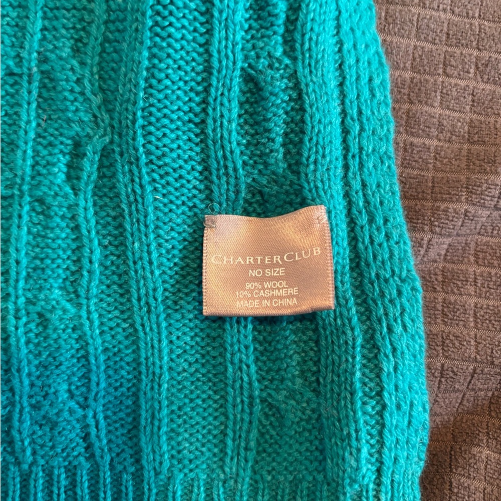 Charter Club Teal Knit Hat & Scarf Accessory Set - Picture 2 of 2